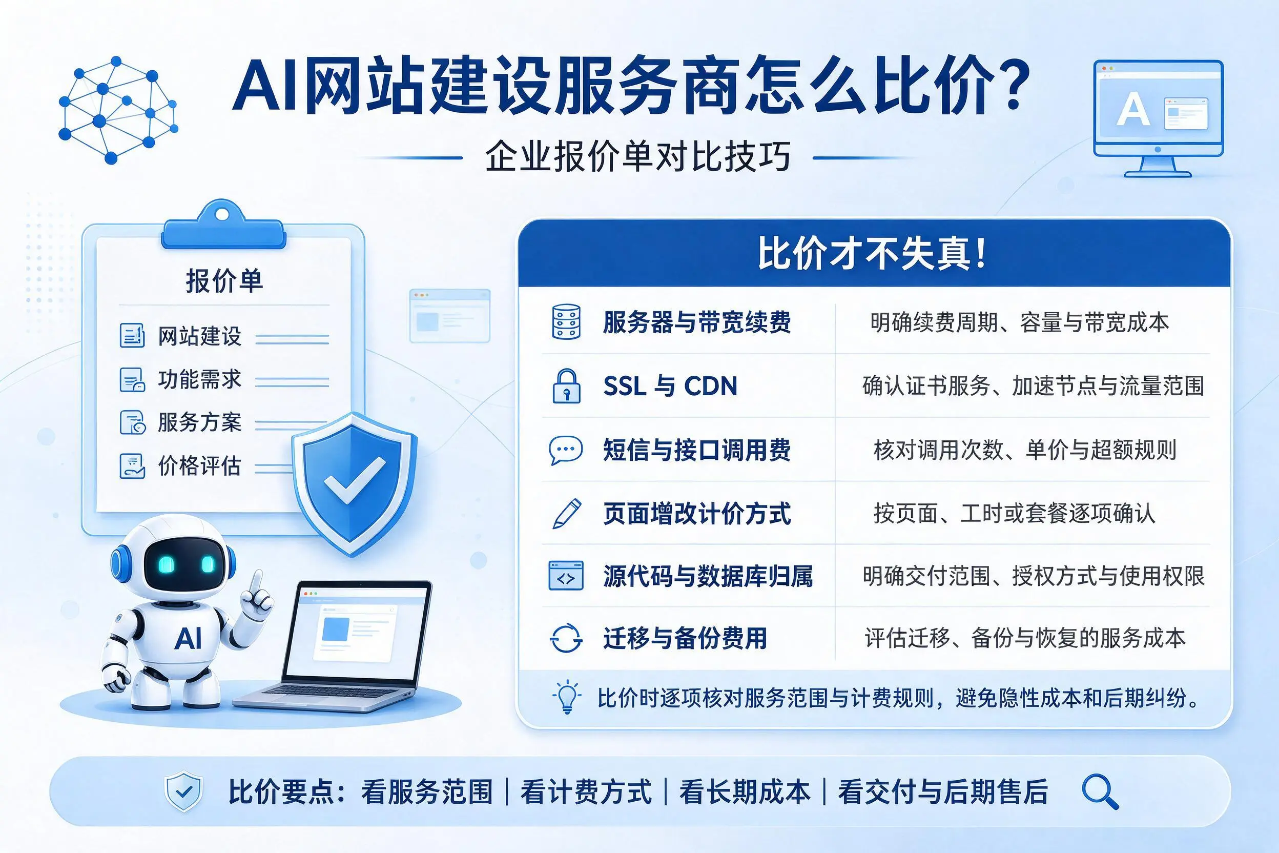 AI网站建设服务商怎么比价？黄石企业报价单对比技巧